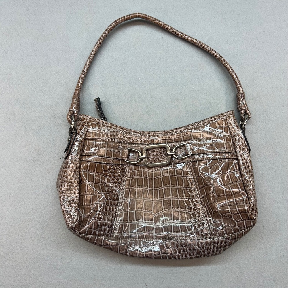 Y2K Brown Croc Embossed Faux Leather purse  Hobo Purse 2000's vintage